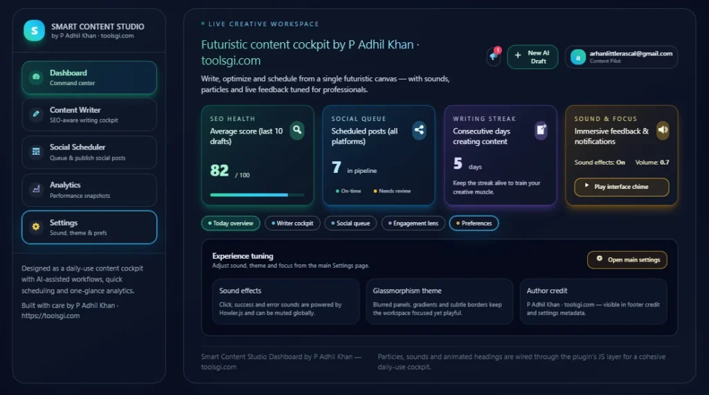 Smart Content Studio Dashboard