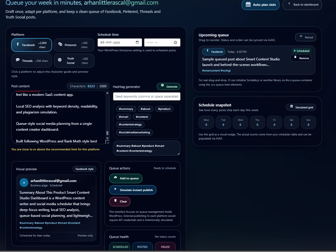Smart Content Studio Dashboard