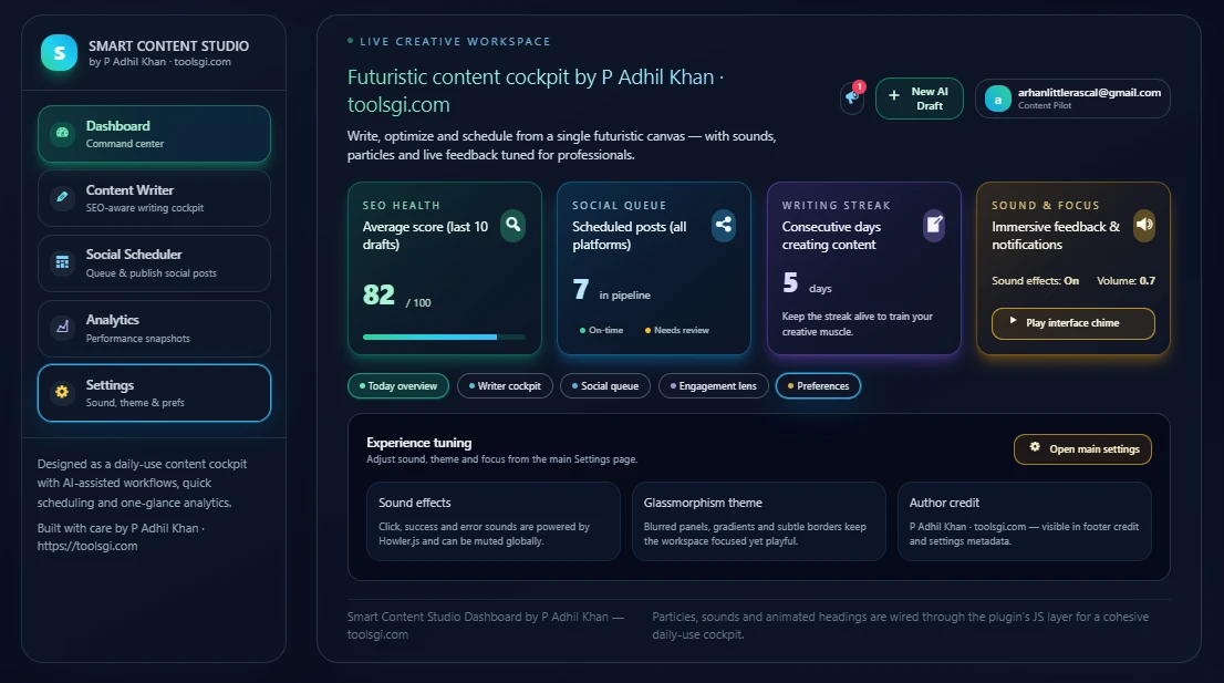 Smart Content Studio Dashboard