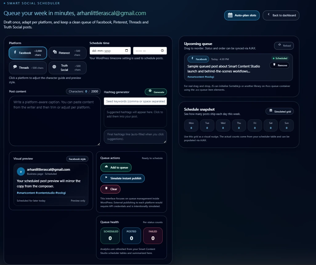 Smart Content Studio Dashboard