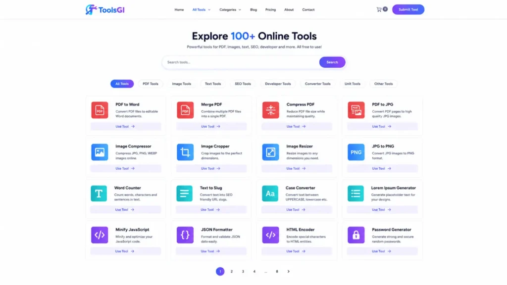 best theme for tools website modern card layout